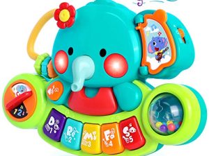 Baby Piano Toy 6 to 12 Months Elephant Light Up Music Baby Toys for 6 9 12 18 Months Early Learning Educational Piano Keyboard Infant Toys Baby Girl Piano Toy Gift Toy for 1 Year Old Boys Girls