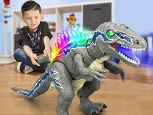 STEAM Life Remote Control Dinosaur Toys for Kids 3 4 5 6 7+ Light Up & Realistic Roaring Sound - T rex Dinosaur Toys - Electronic Walking Dinosaur Toys - Dinosaur Robot Toy for Kids Boys Girls (Gray)