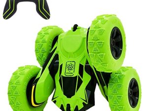 Threeking RC Stunt Cars Remote Control Car Double-Sided Driving 360-degree Tumbles Rotating Car Toy Gifts Presents for Boys/Girls Ages 6+ Green