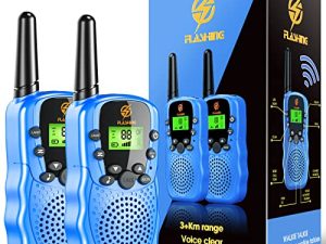 Walkie Talkies for Kids 2 Pack: Long Range Kids Blue Walkie Talkies for Boys 4-12 Christmas Birthday Gifts Toys for 3 4 5 6 7 8 9 Year Old Boys Kids Camping Outdoor Toys Stocking Stuffers for Kids