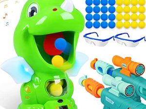 CUKU Movable Dinosaur Toy Guns for Kids with 2 Air Pump Guns Target Shooting Games and 48 Foam Balls