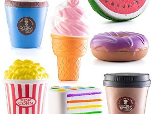 Prextex Squishy Toys | Fidget Toys for Stress Relief | Squishies | Toys for Kids | Food Squishies Including Coffee