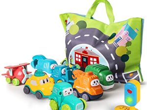 ALASOU 8 Sets Baby Truck Car Toy and Playmat/Storage Bag|Baby Toys 12-18 Months|Toys for 1 2 3 Year Old Boy|1st Birthday Gifts for Infant Toddlers