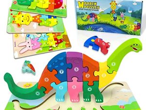 Wooden Toddler Puzzles Montessori Toys for 2 3 4 Years Old Boys Girls