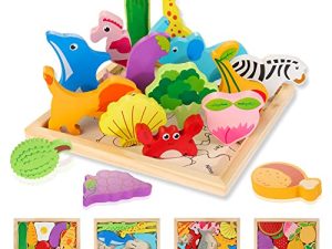 HELLOWOOD Wooden Puzzles for Kids