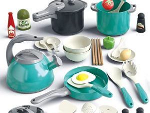Bruvoalon 32Pcs Kids Kitchen Toy Accessories