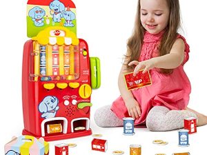 VATOS Interactive Vending Machine Toy - Pretend Play for Toddlers Age 3 4 5 Years Old Kids Drink Machine Games Light & Sound Educational Toys Early Development Toy