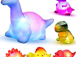 6 Packs Light-Up Floating Dinosaur Bath Toys Set