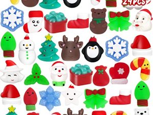 TOY Life 24 PCS Christmas Squishies Christmas Party Favors for Kids Christmas Treats Christmas Toys for Kids Christmas Gifts Christmas Stocking Stuffers Bulk Christmas Prizes for Kids Mochi Squishy