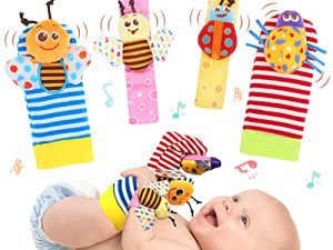 BLOOBLOOMAX Wrist Rattles Foot Finder Rattle Sock Baby Toddlor Toy