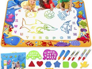 Water Doodle Mat - Kids Painting Writing Doodle Toy Mat - Color Doodle Drawing Mat Bring Magic Pens Educational Toys for Age 2 3 4 5 6 7 Year Old Girls Boys Age Toddler Gift