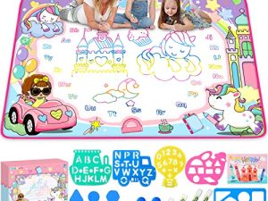 STREET WALK Water Doodle Mat- Kids Painting Writing Doodle Board Toy - Color Drawing Mat Bring Magic Pens Educational Toys for Age 3 4 5 6 7 8 9 10 11 12 Year Old Girls Boys Toddler Gift