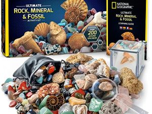 NATIONAL GEOGRAPHIC Rocks & Fossils Kit – 200+ Piece Set Includes Geodes