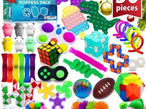 (50 Pcs) Fidget Toys Stocking Stuffers for Kids Pop Its It Gift Ideas Fidgets Gifts Boys Girls Party Favors Sensory Toy Bulk Pack Stress Autistic Autism Treasure Classroom Prizes Ages 3-12 Years Old