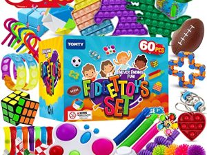 (60 Pcs) Fidget Toys Stocking Stuffers for Kids Pop Its It Gift Ideas Fidgets Gifts Boys Girls Party Favors Sensory Toy Bulk Pack Stress Autistic Autism Treasure Classroom Prizes Ages 3-12 Years Old