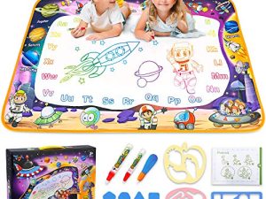 Water Doodle Mat - Kids Painting Writing Doodle Board Toy - Color Doodle Drawing Mat Bring Magic Pens Educational Toys for Age 2 3 4 5 6 7 8 Year Old Girls Boys Toddler Gift