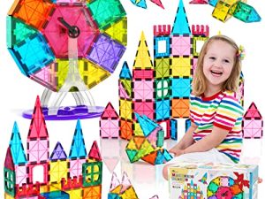 Jasonwell Magnetic Tiles Kids Magnetic Blocks Building Sets 3D Magnet Tile Building Blocks Magna Construction Educational STEM Toys Gifts for Toddlers Boys Girls 3 4 5 6 7 8 9 10 + Year Old