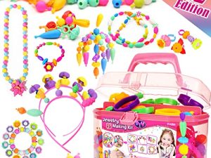 FUNZBO Snap Pop Beads for Girls Toys - Kids Jewelry Making Kit Pop-Bead Art and Craft Kits DIY Bracelets Necklace Hairband and Rings Toy for Age 3 4 5 6 7 8 Year Girl Old