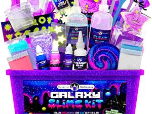 Original Stationery Galaxy Slime Kit with Glow in The Dark Stickers and Glow in The Dark Powder to Make Glitter Slime